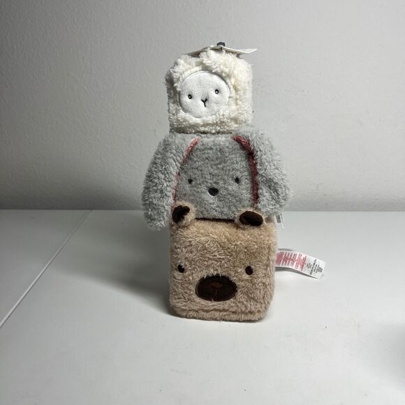 NWT Primark Pyramid Of Plush Animals Cubes White Gray Beige Baby’ First Toys - Picture 5 of 5